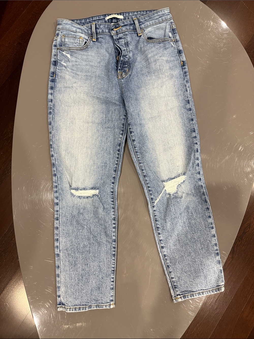 Fidelity Light Blue Button-Fly Denim Jeans